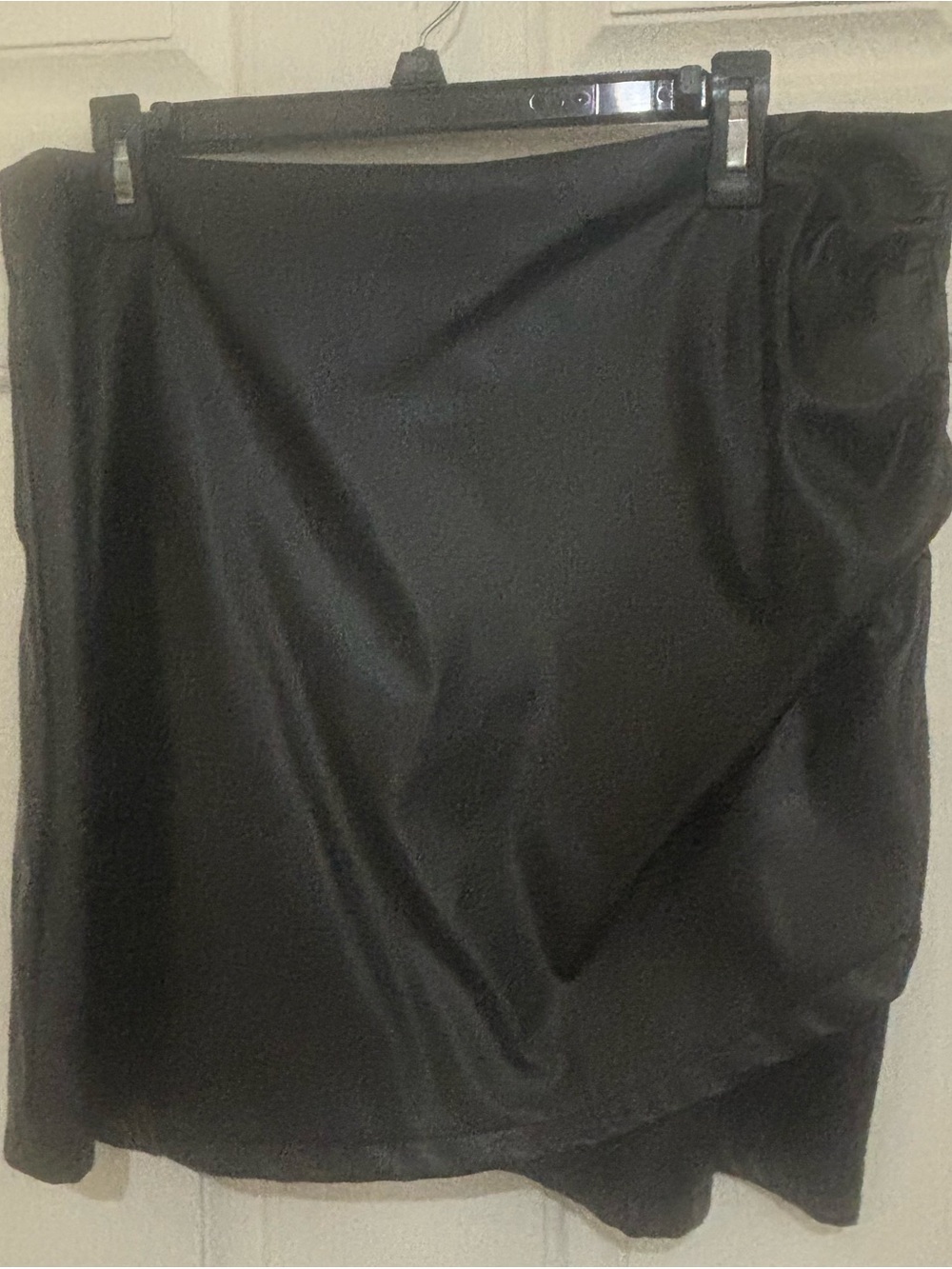 SHEIN Black Asymmetrical faux leather Mini Skirt with Draped Hem